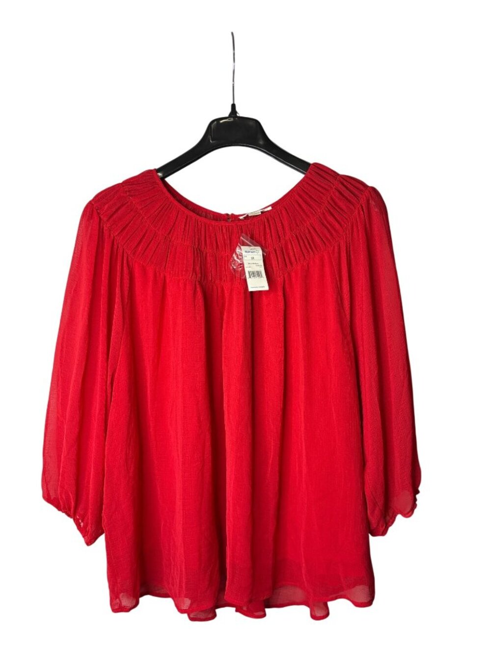 Cooper & Ella Plus Size Blouse Top Size 3X Shirred Chiffon Lined Red New